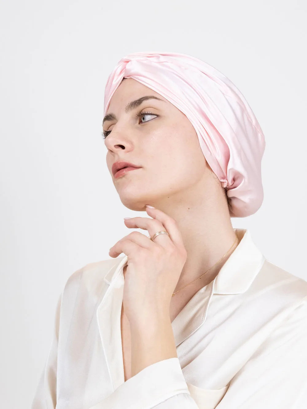 Turbante in seta di gelso rosa